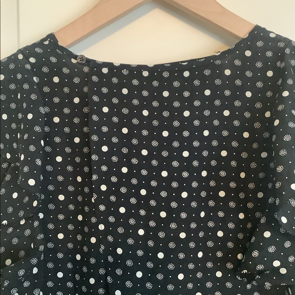 Madewell Silk Petalplay Romper Cutout Back Black Dotmix Size XS - Picture 6 of 6